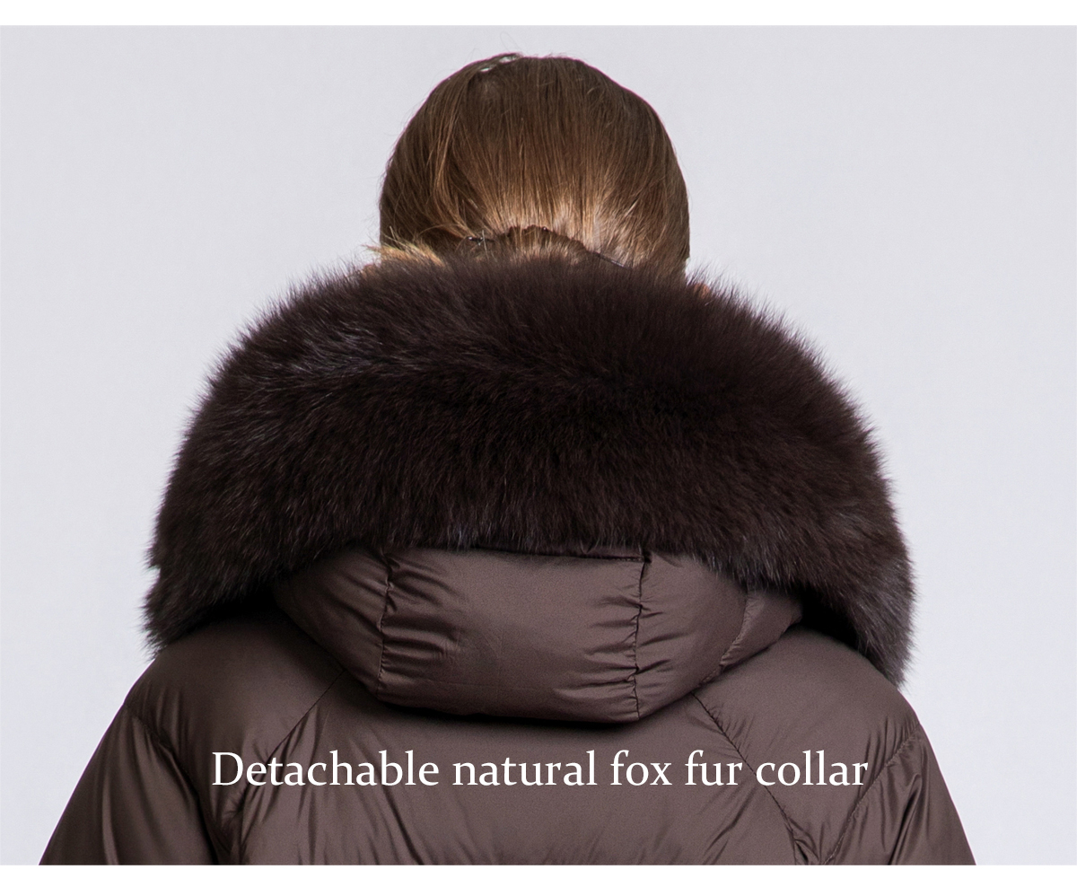 Women's 90% Duck Down Short Puffer Coat with Detachable Fox Fur