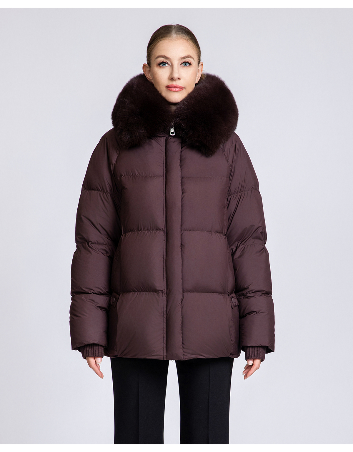 Women's 90% Duck Down Short Puffer Coat with Detachable Fox Fur