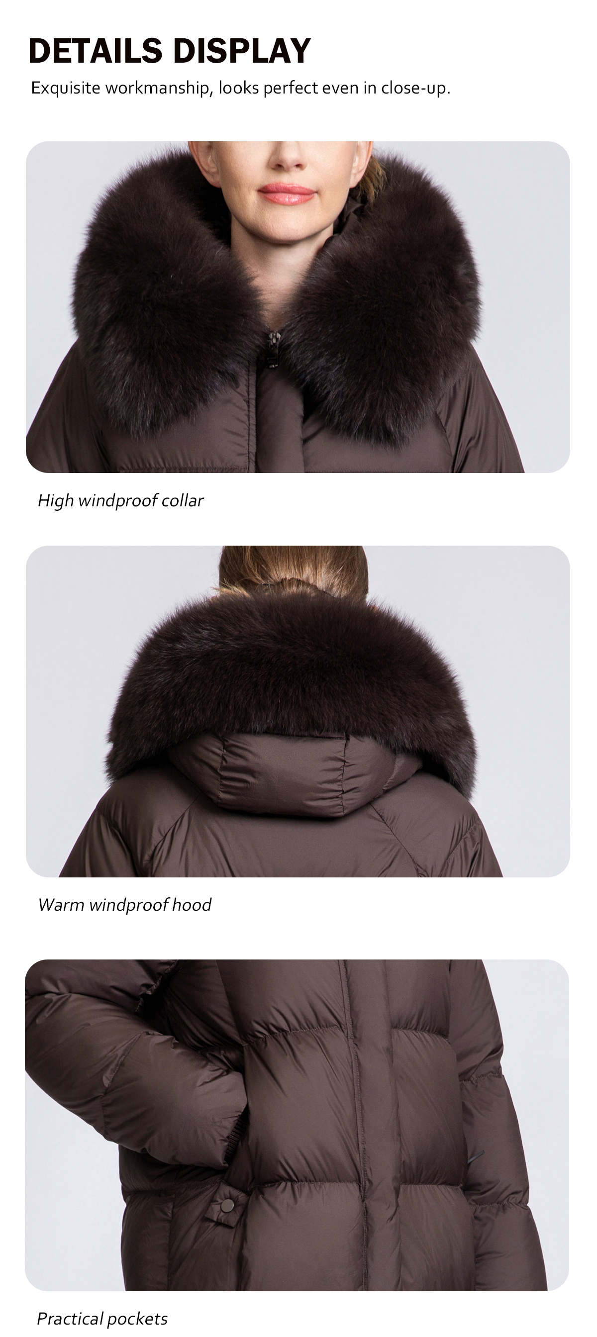 Women's 90% Duck Down Short Puffer Coat with Detachable Fox Fur