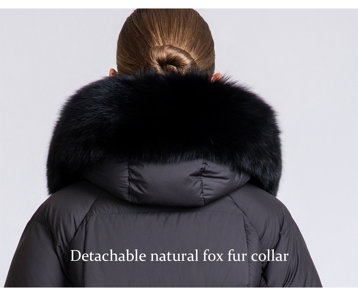 Women's Short Puffer Down Coat with Detachable Fox Fur Collar