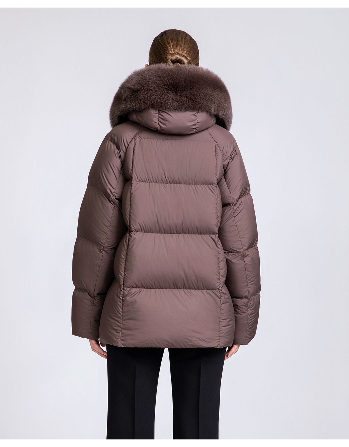 Women's Short Puffer Down Coat with Detachable Fox Fur Collar