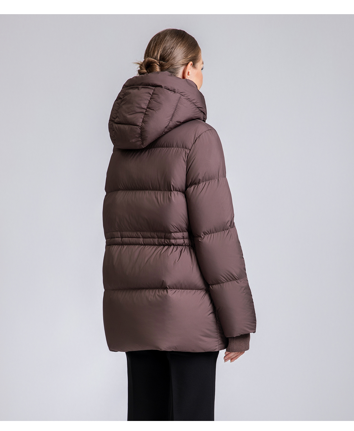 Women's Short Waist-Adjustable Hooded Down Jacket