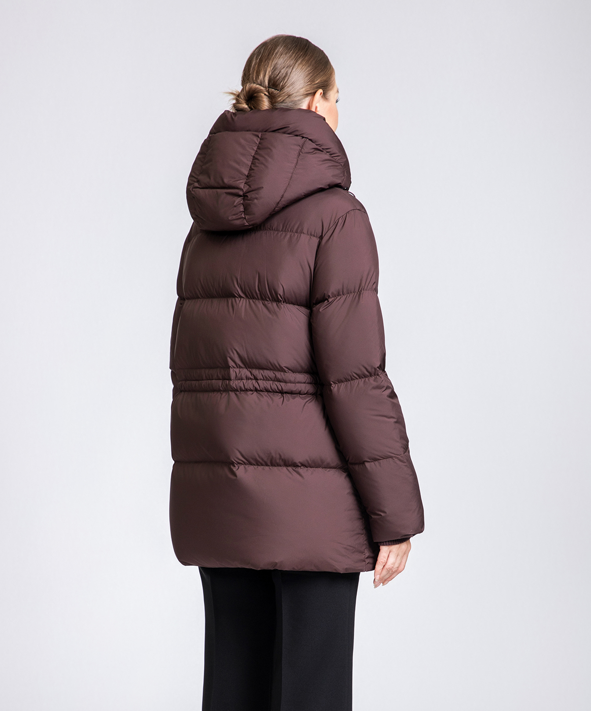 Women's Short Waist-Adjustable Hooded Down Jacket