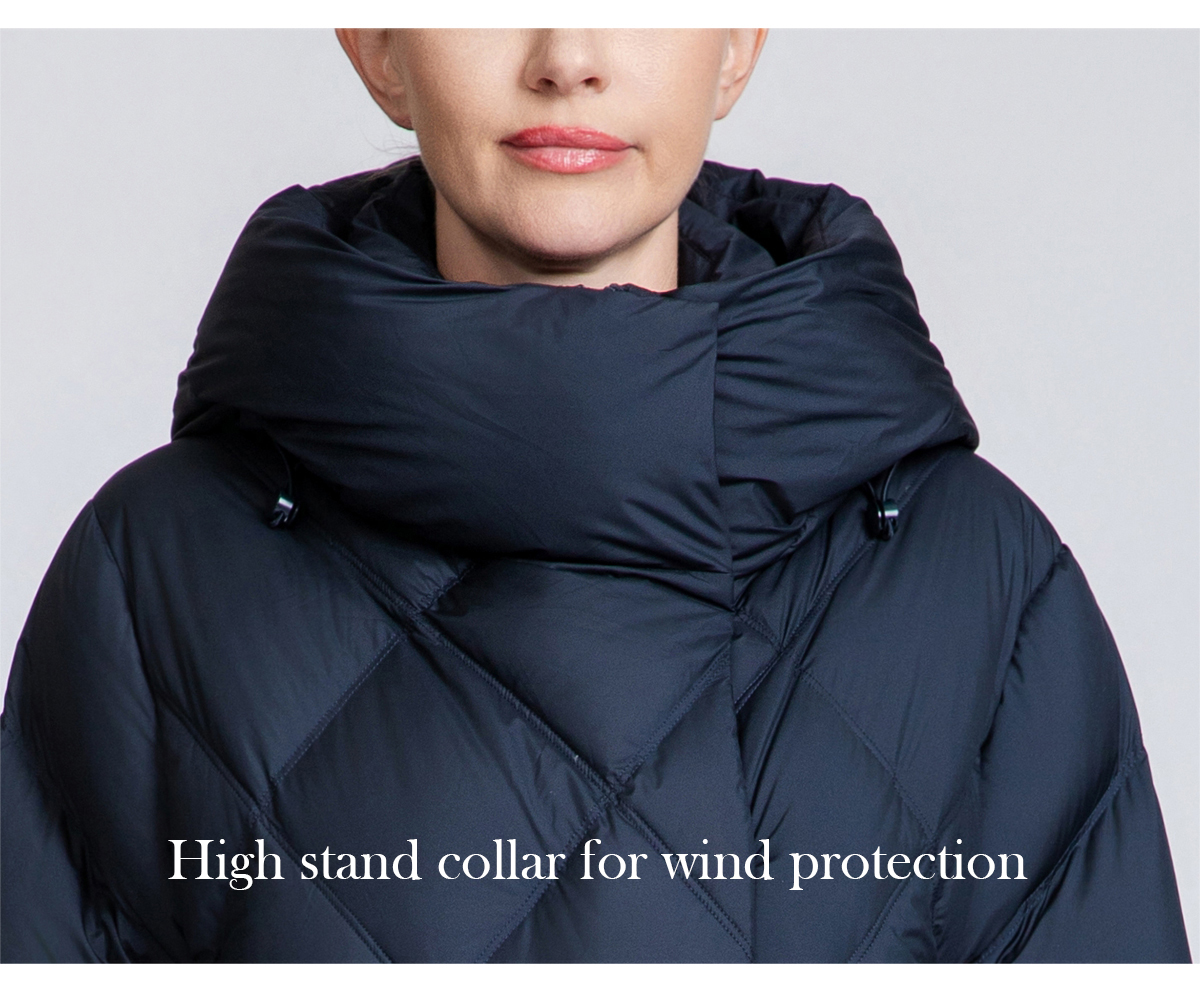 Women's Quilted Long Down Coat with Belt