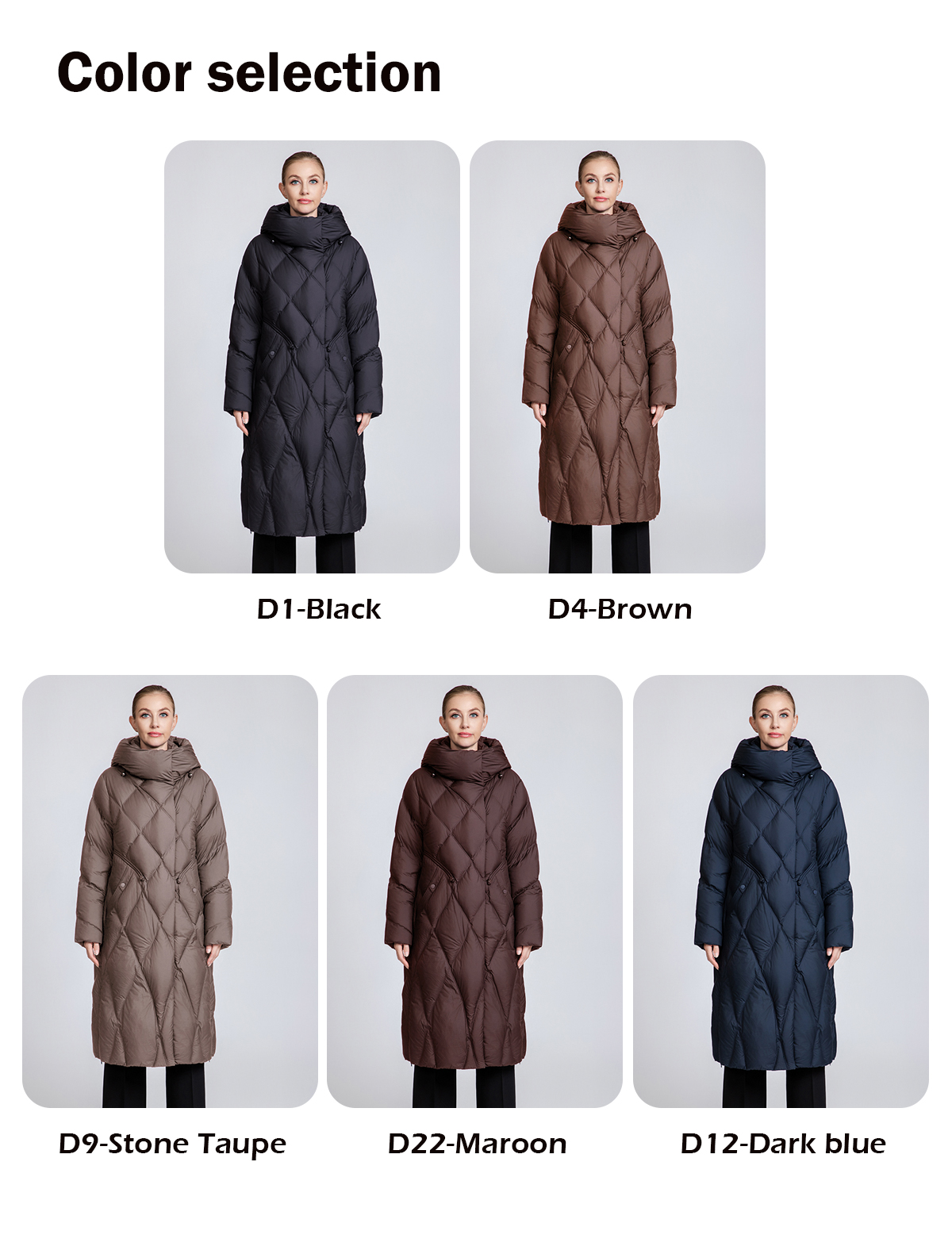 Women's Quilted Long Down Coat with Belt