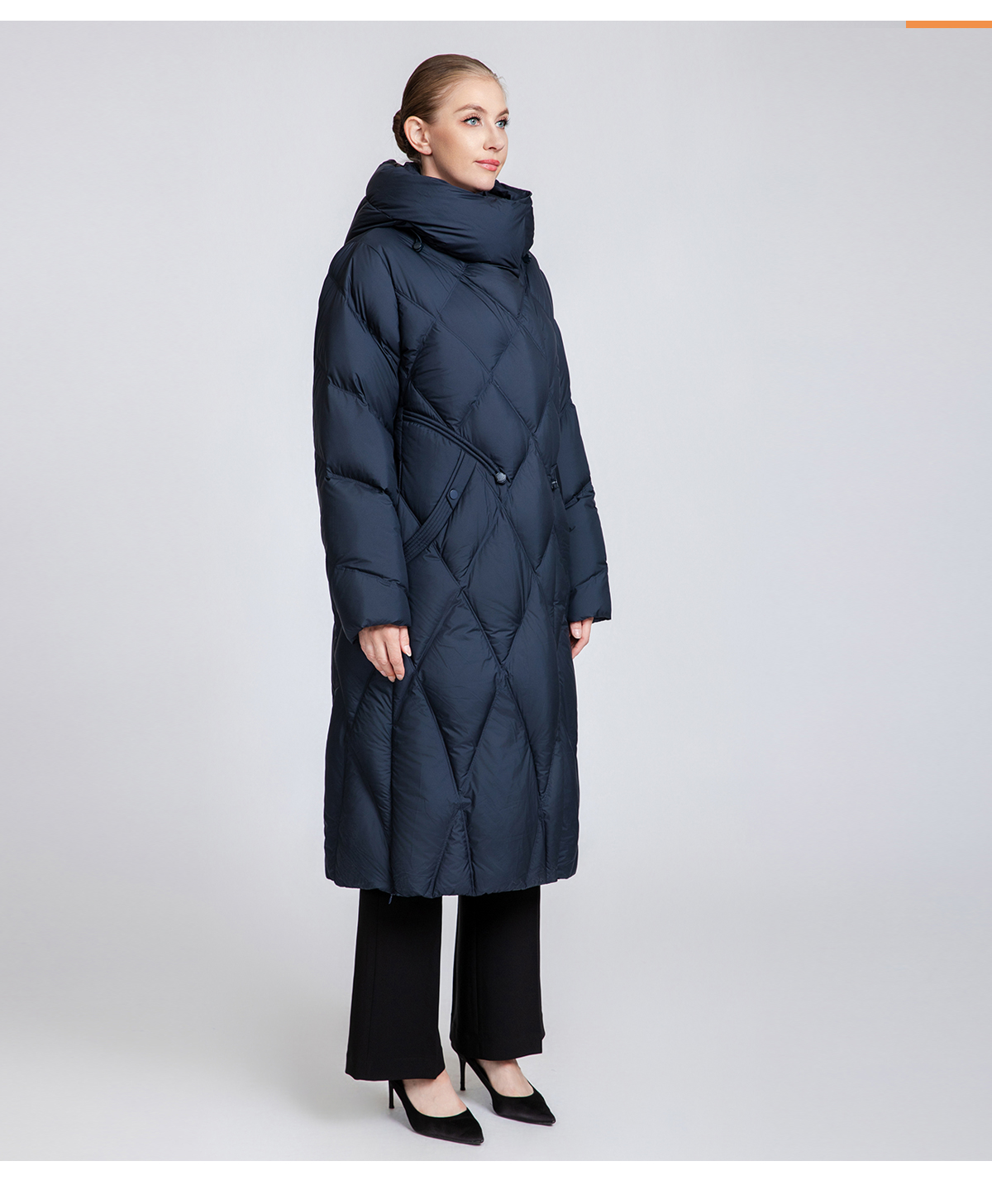 Women's Quilted Long Down Coat with Belt