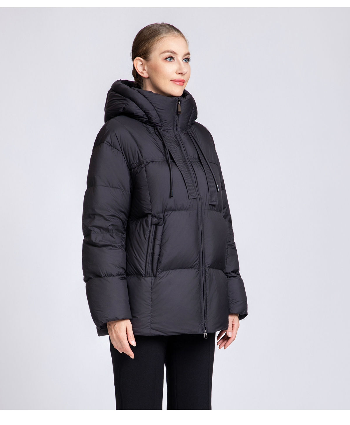 Women's Hooded Down Puffer Jacket with Drawstrings