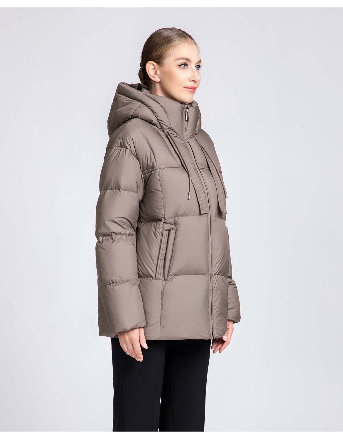 Women's Hooded Down Puffer Jacket with Drawstrings