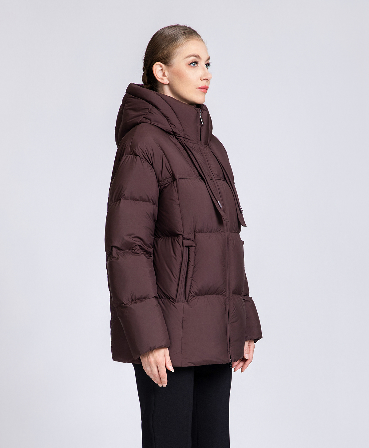 Women's Hooded Down Puffer Jacket with Drawstrings