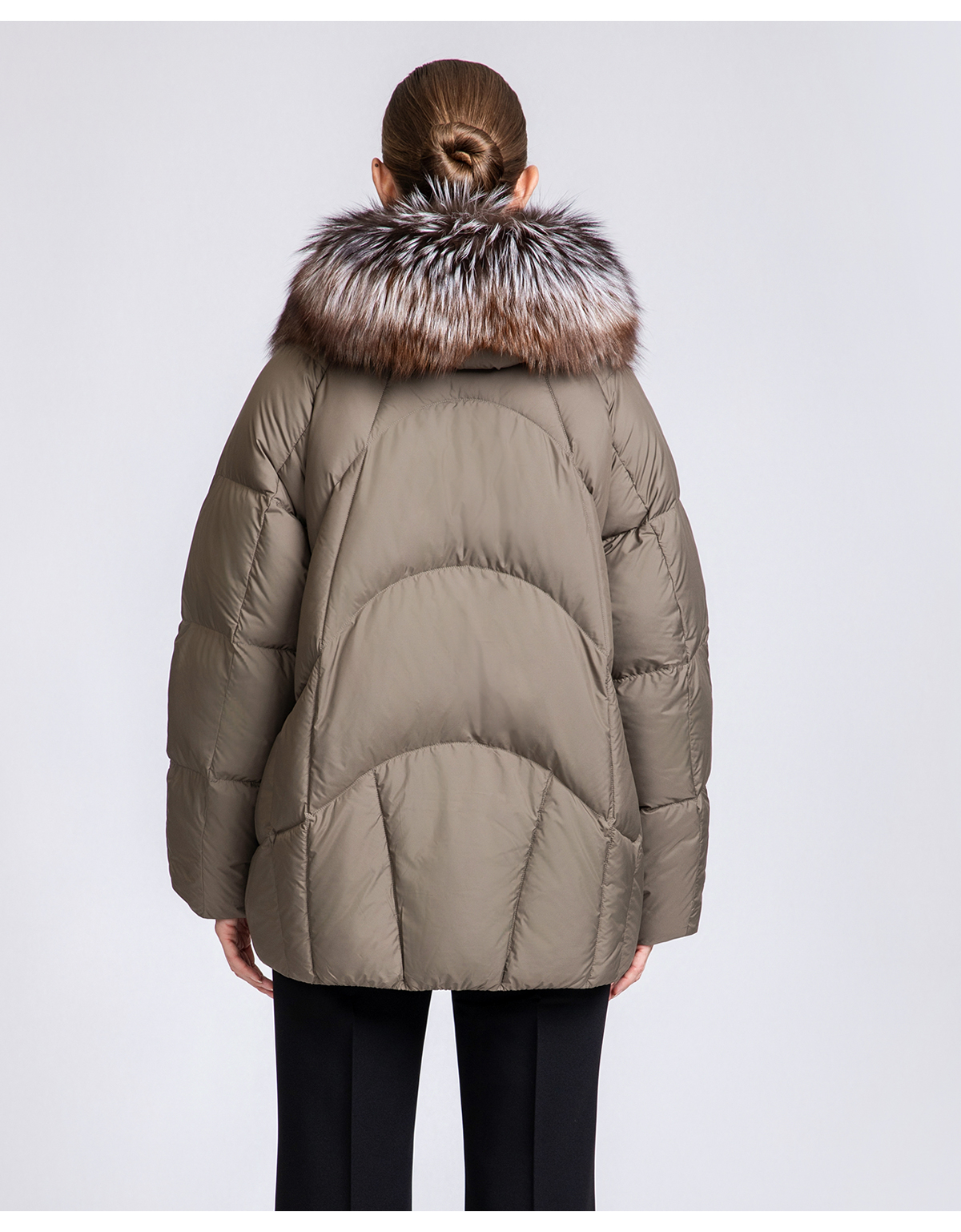 Women's Short Down Coat with Removable Fox Fur Collar