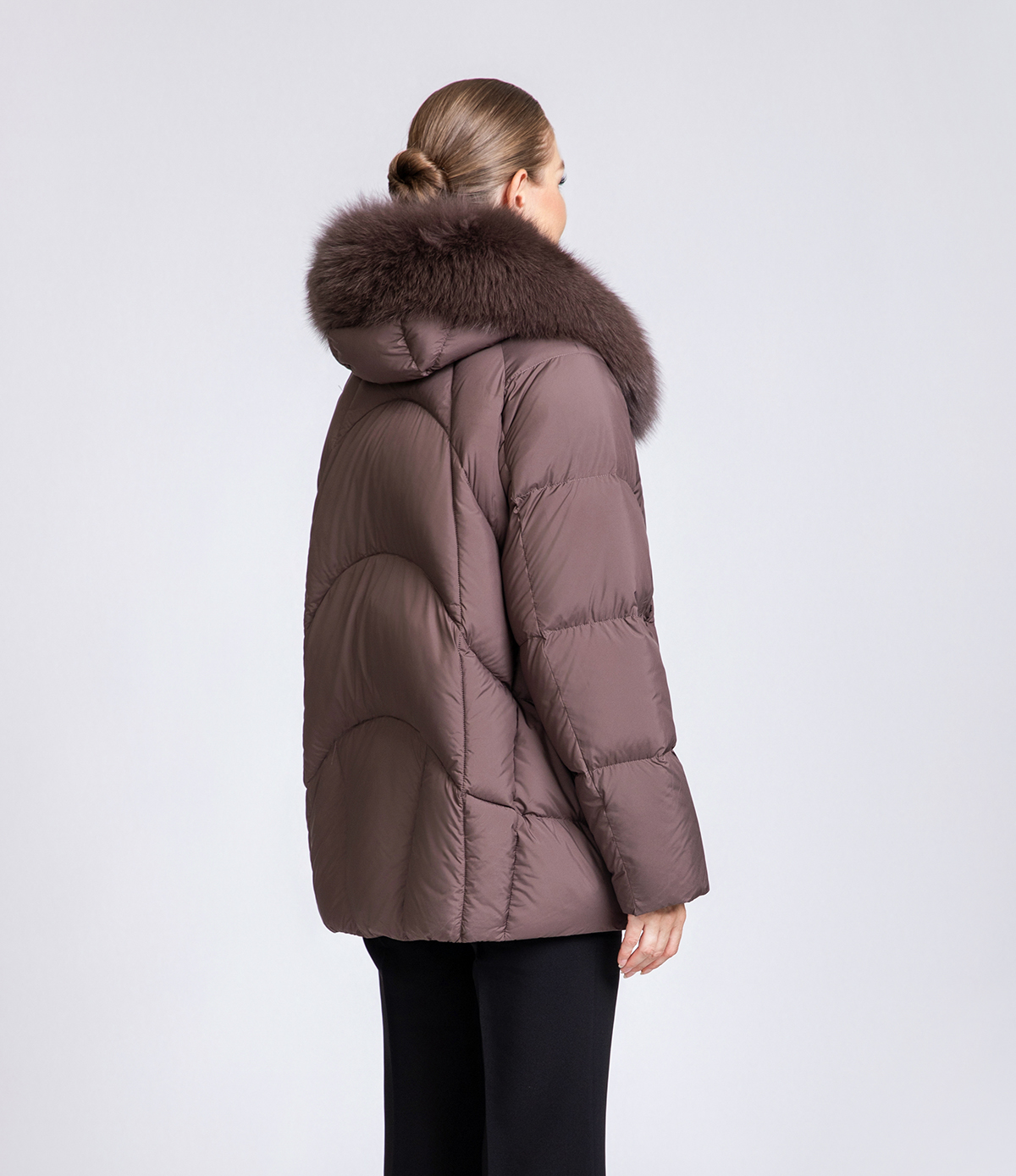 Women's Short Down Coat with Removable Fox Fur Collar