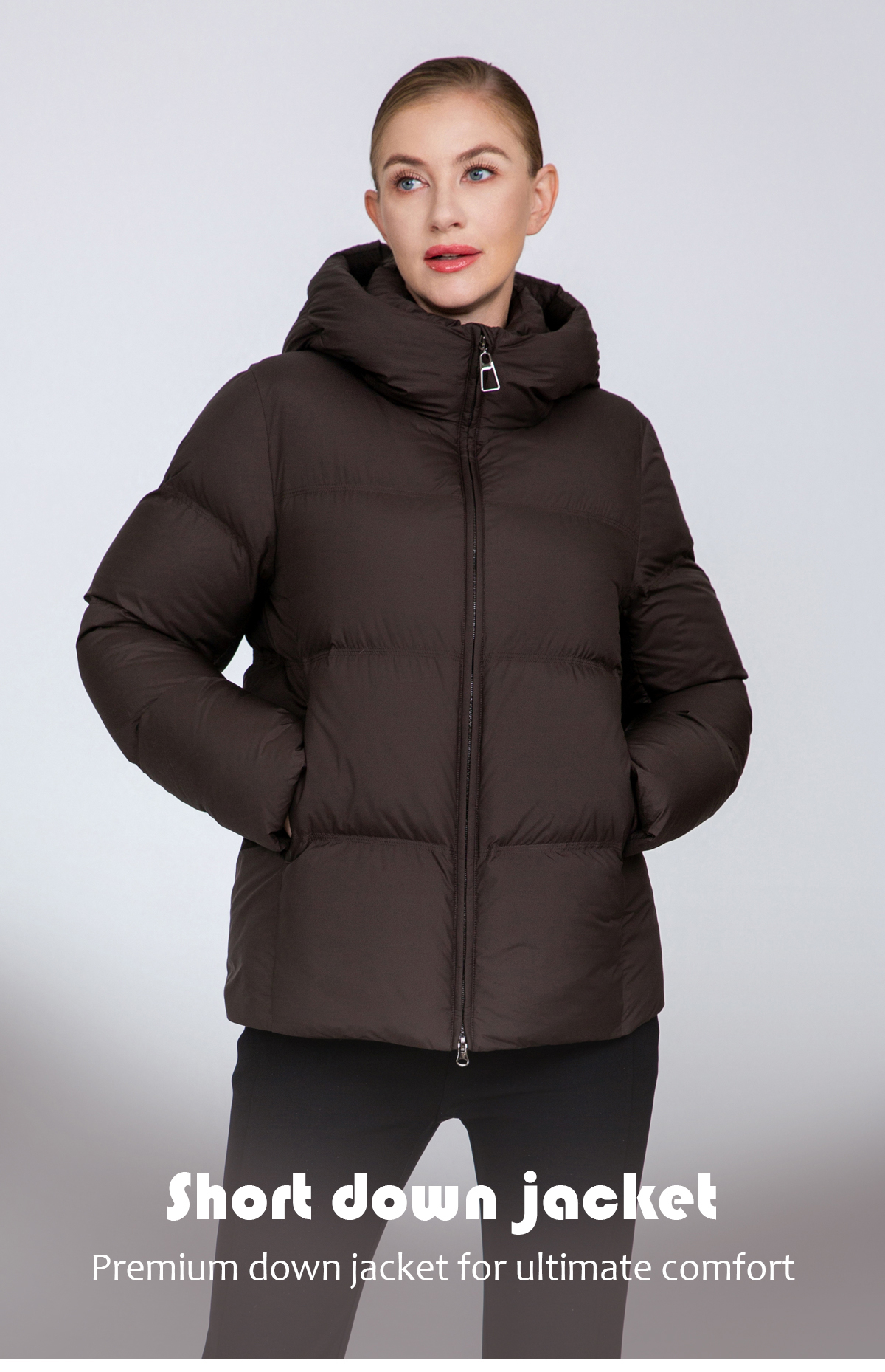 Women's Hooded Puffer Down Jacket with Cinched Waist