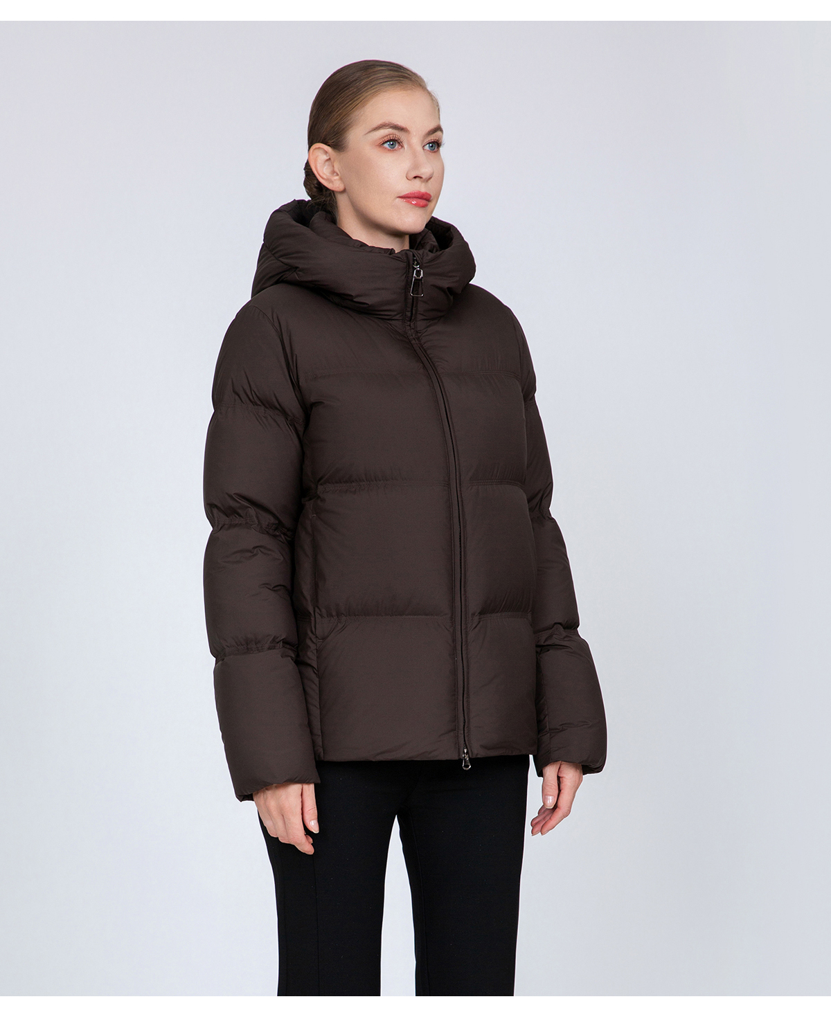 Women's Hooded Puffer Down Jacket with Cinched Waist