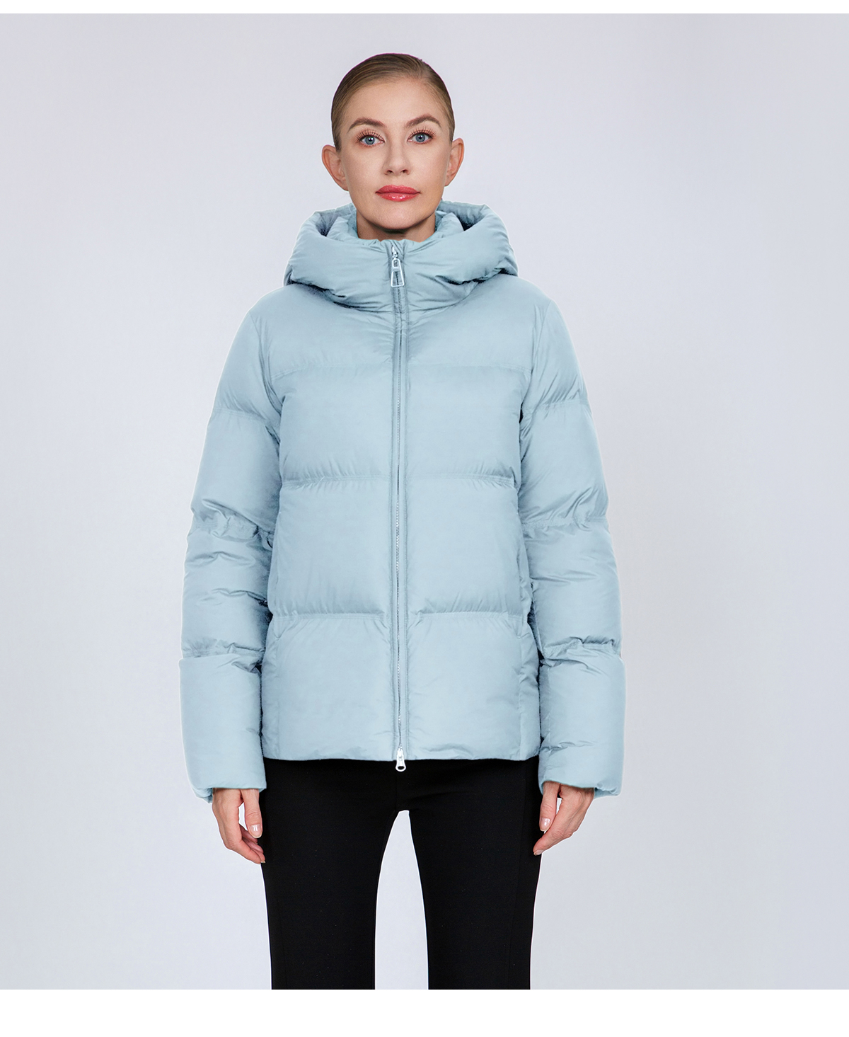 Women's Hooded Puffer Down Jacket with Cinched Waist
