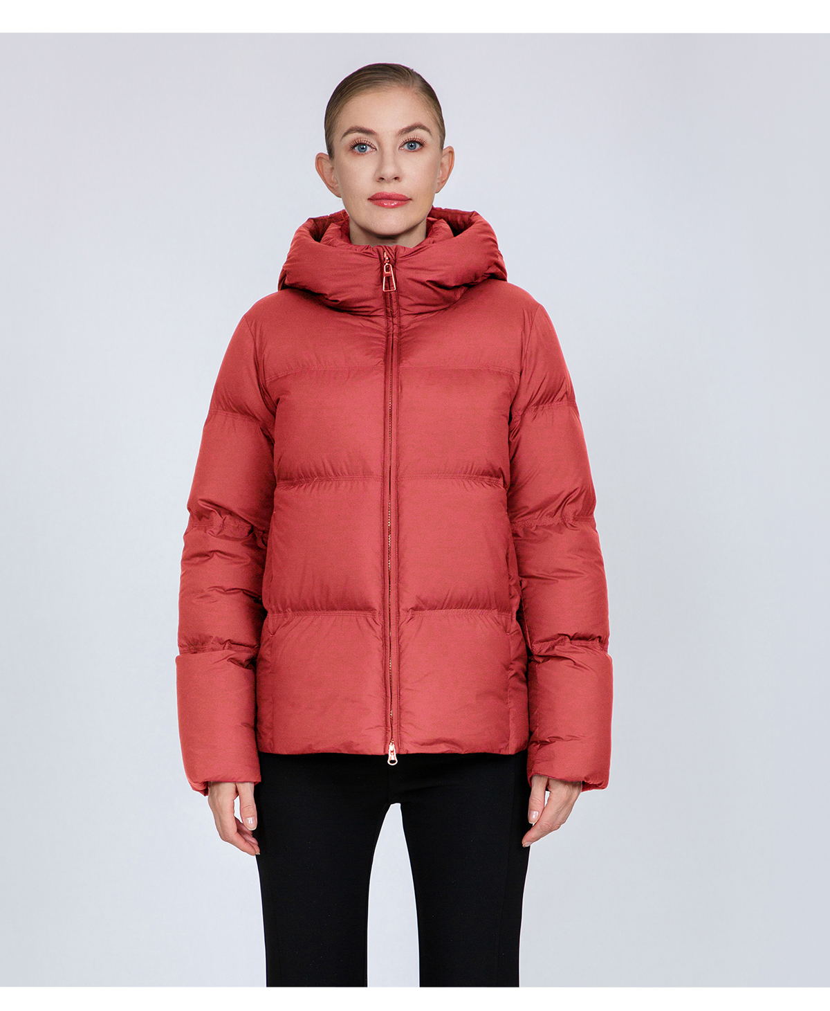 Women's Hooded Puffer Down Jacket with Cinched Waist