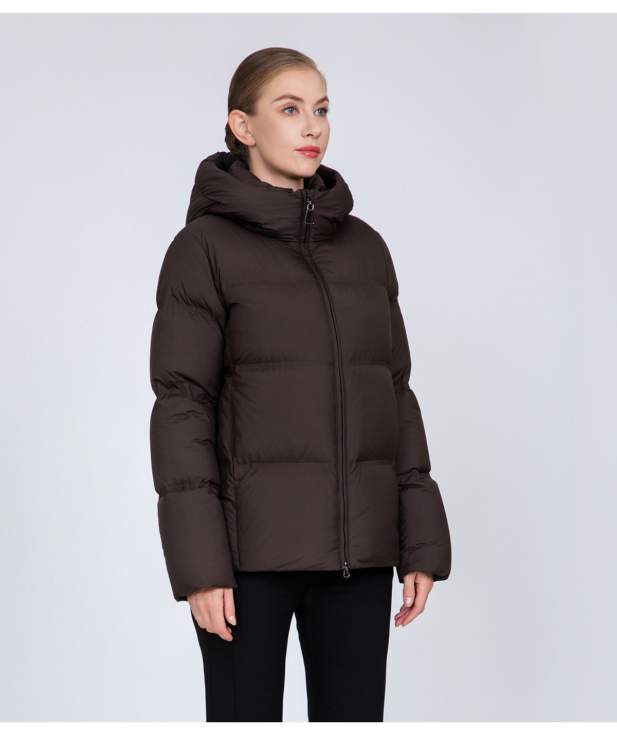 Women's Hooded Puffer Down Jacket with Cinched Waist
