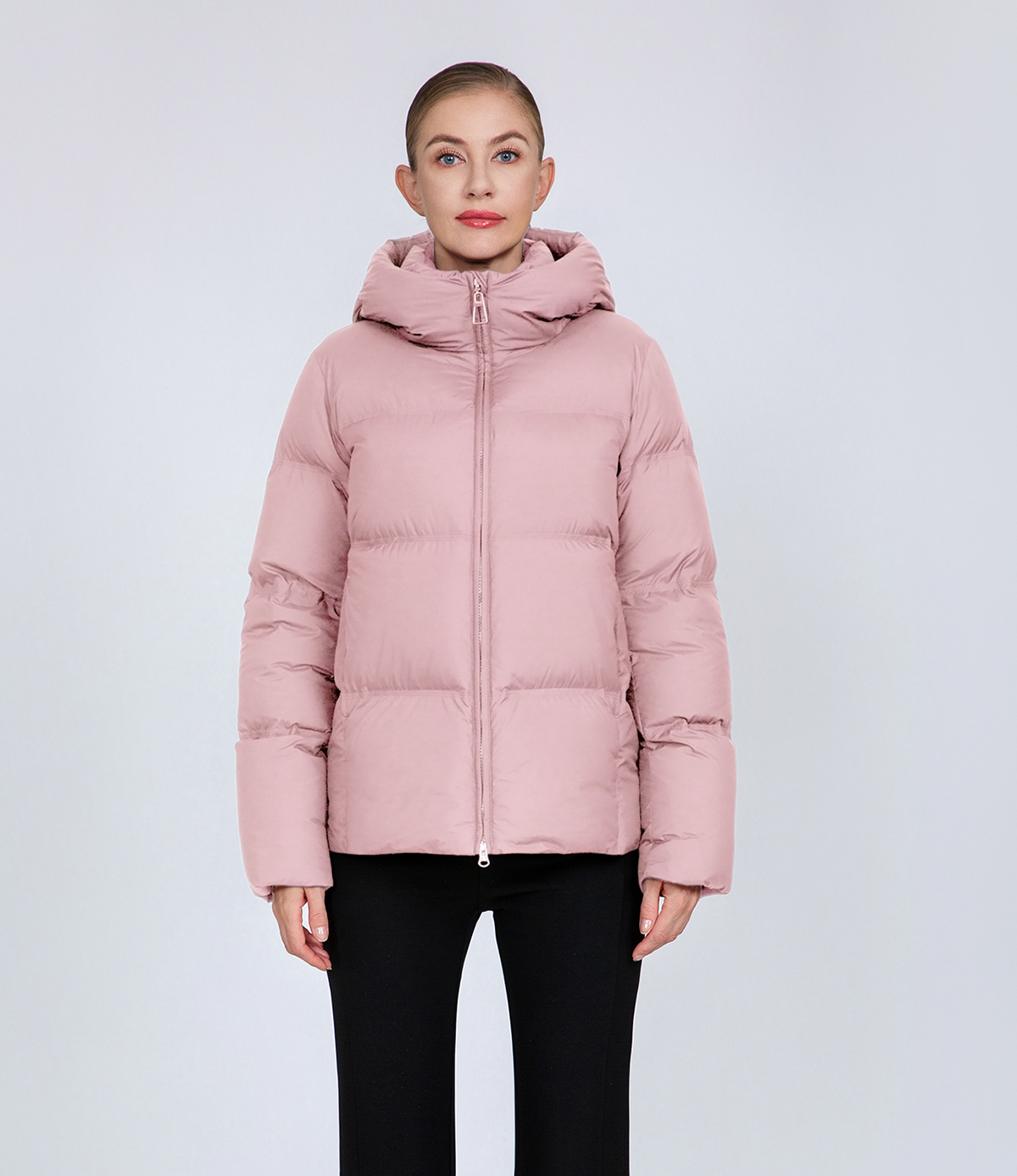 Women's Hooded Puffer Down Jacket with Cinched Waist