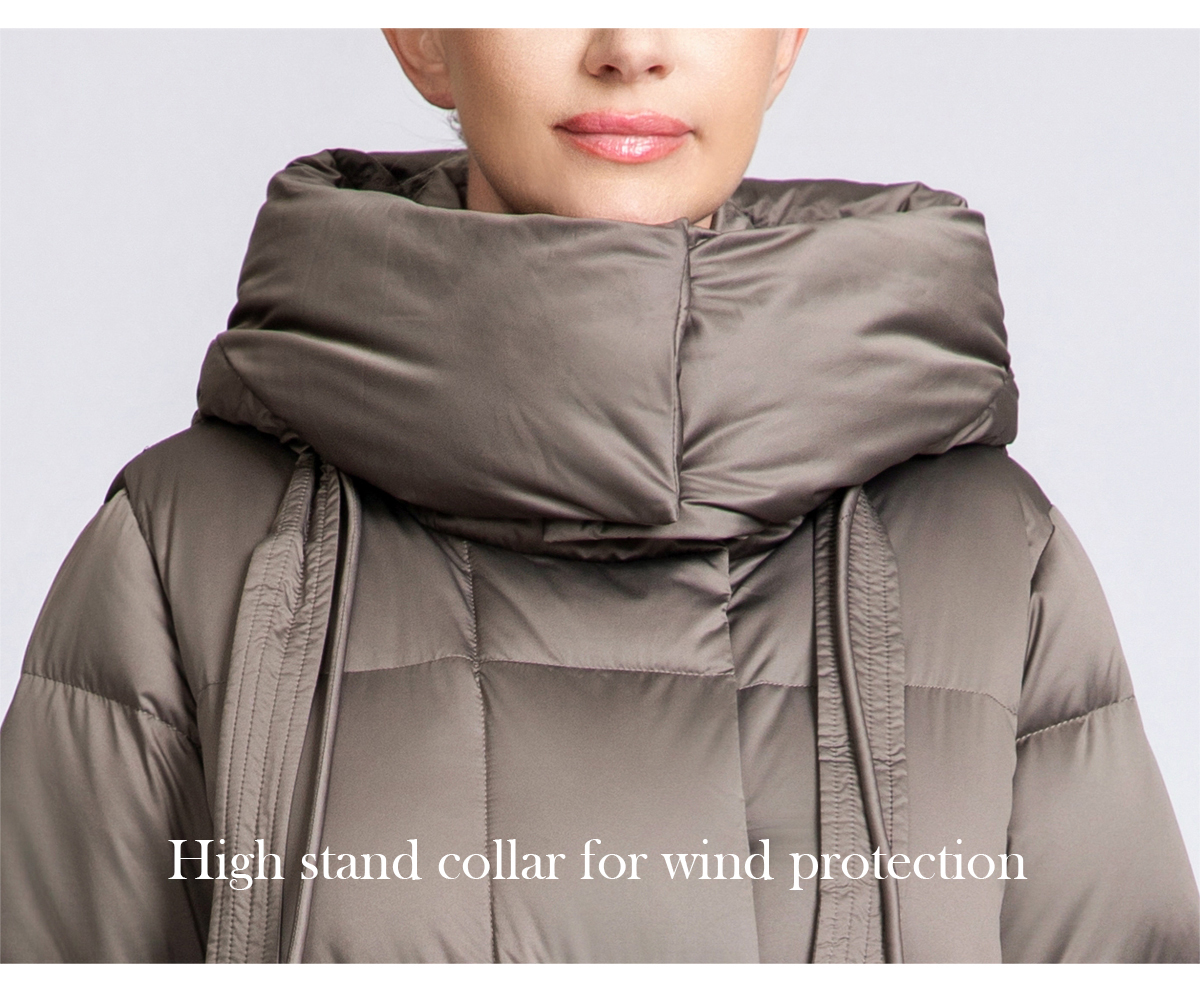 Women's Long Puffer Down Coat with Detachable Hood