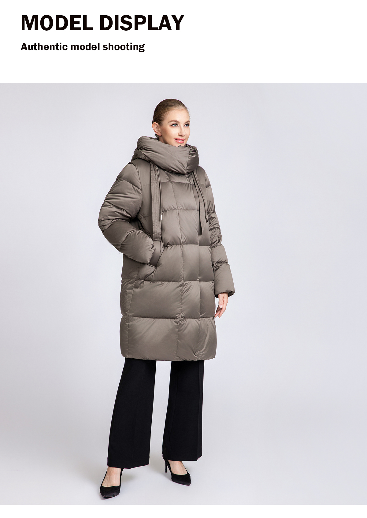Women's Long Puffer Down Coat with Detachable Hood