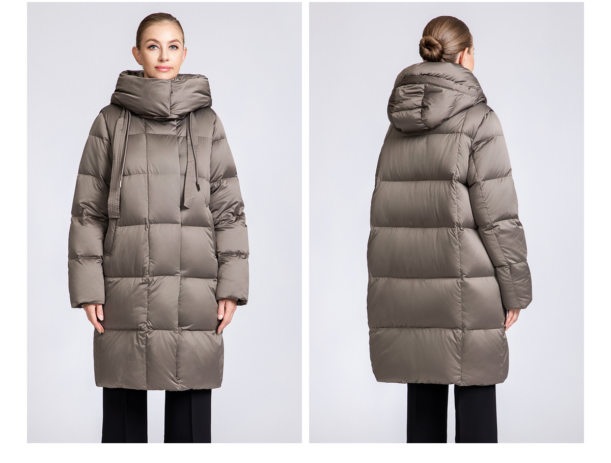 Women's Long Puffer Down Coat with Detachable Hood