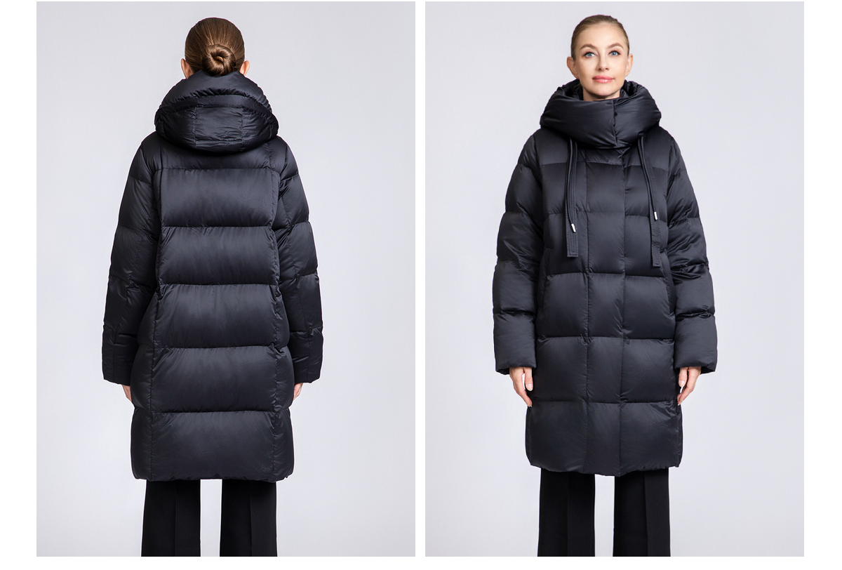 Women's Long Puffer Down Coat with Detachable Hood