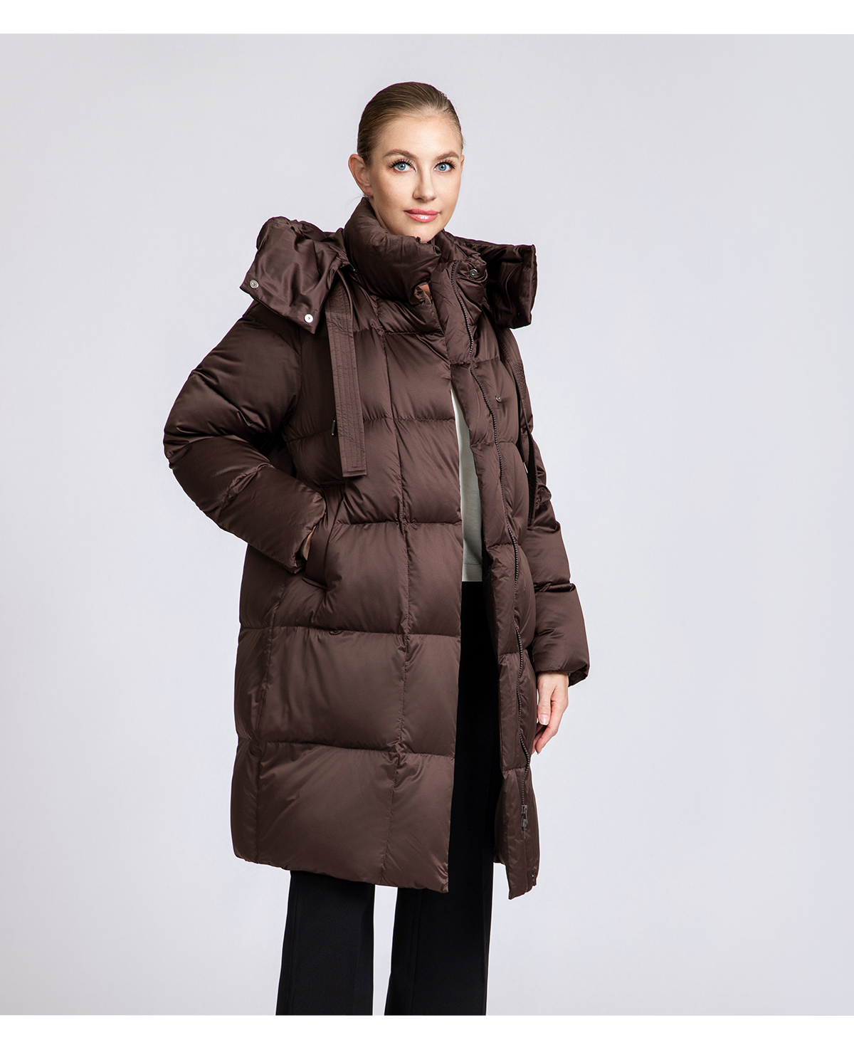 Women's Long Puffer Down Coat with Detachable Hood
