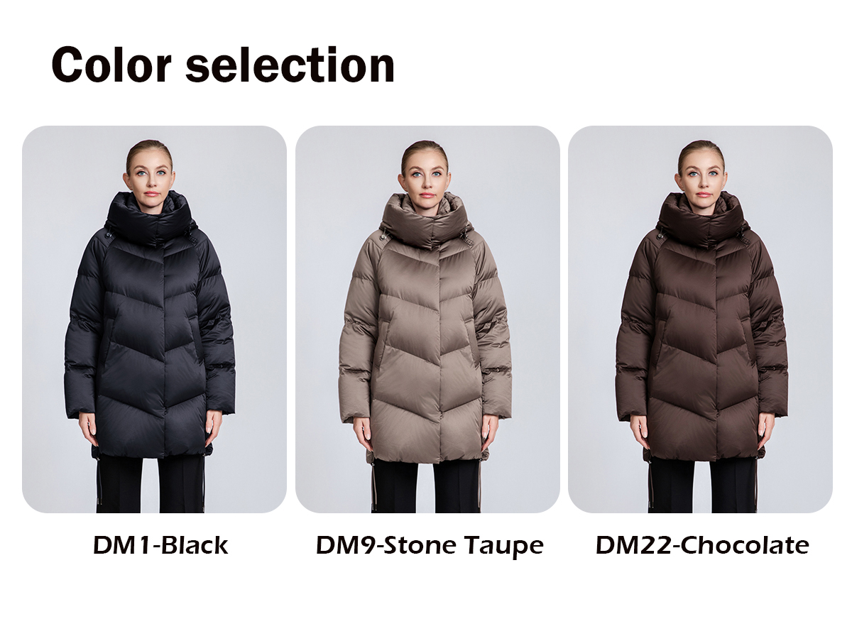 Women's Chevron-Quilted Mid-Length Down Puffer Coat