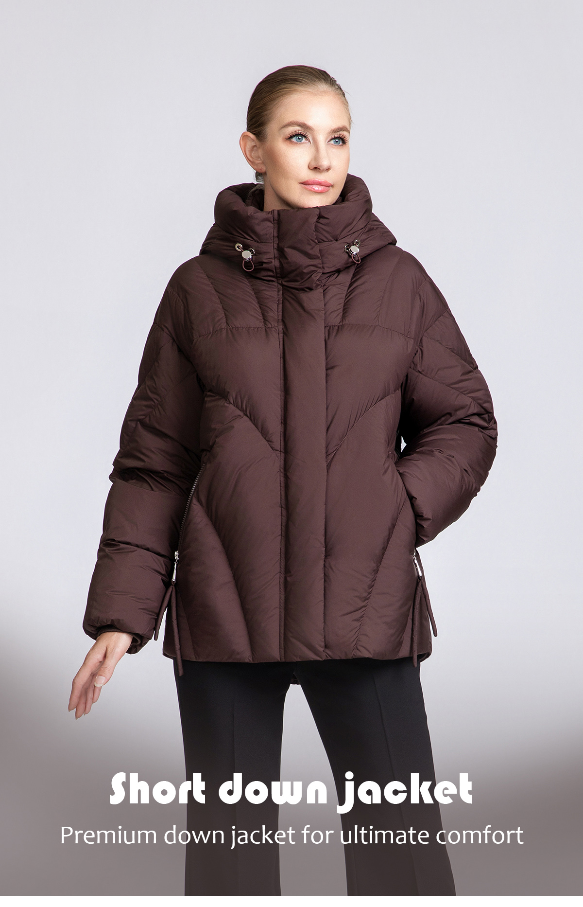 Women's Chevron-Quilted Short Down Puffer Jacket