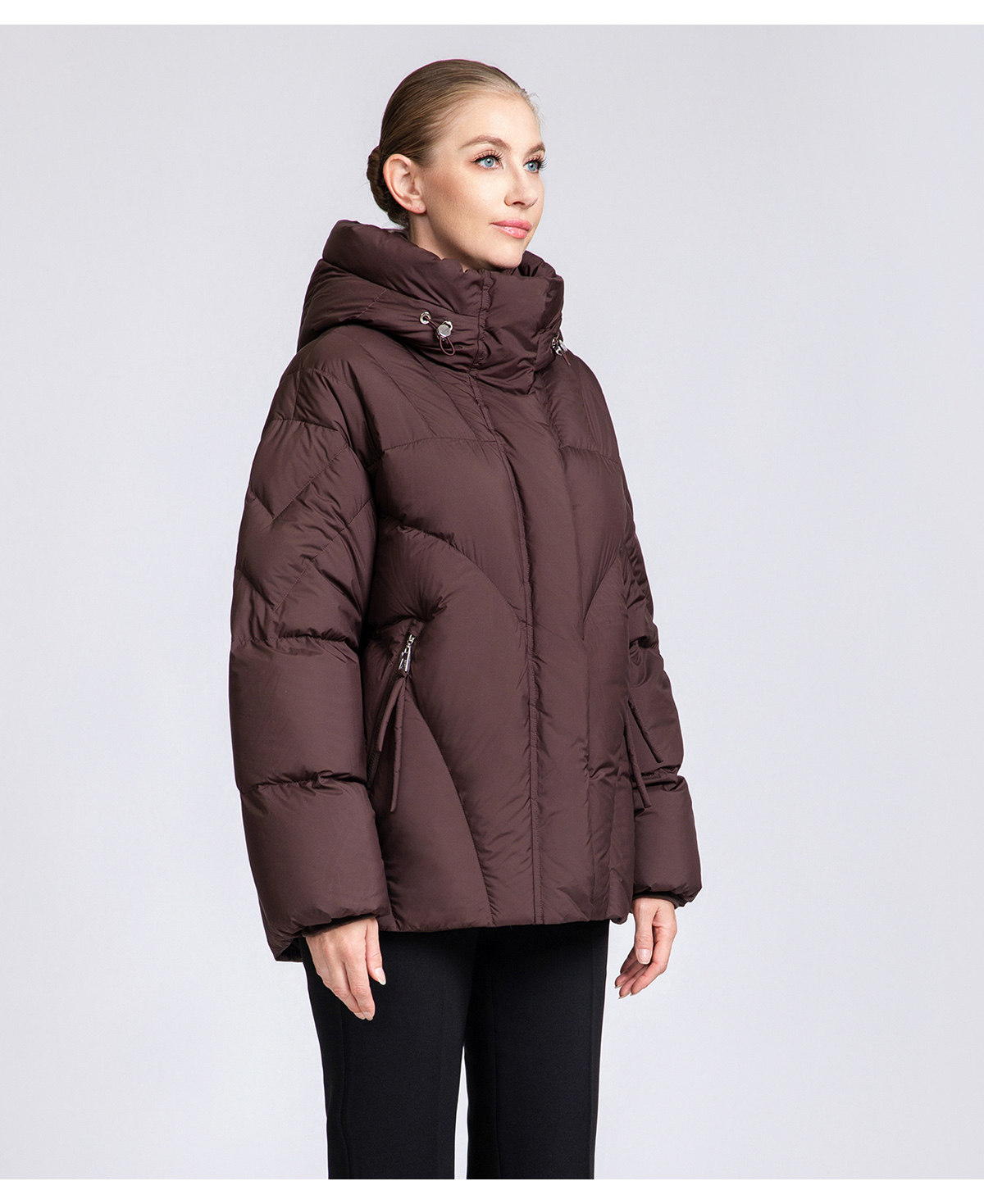 Women's Chevron-Quilted Short Down Puffer Jacket