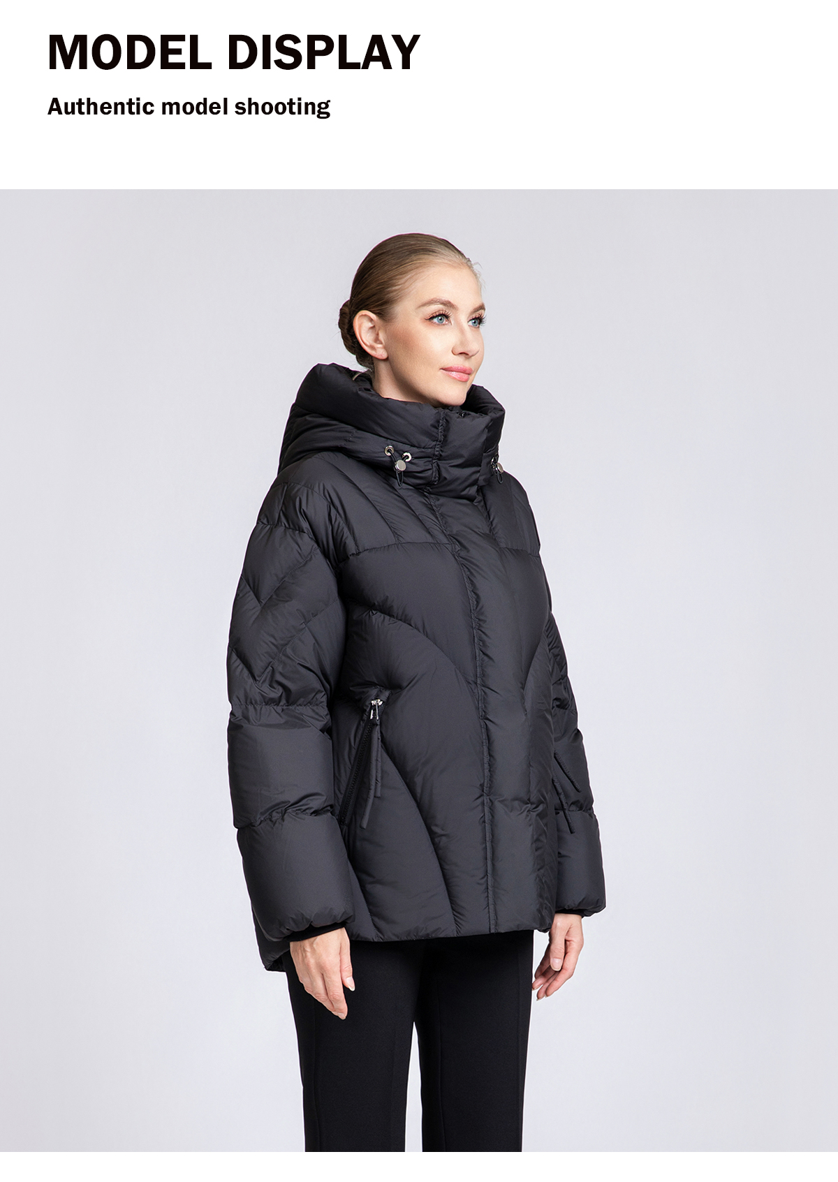 Women's Chevron-Quilted Short Down Puffer Jacket