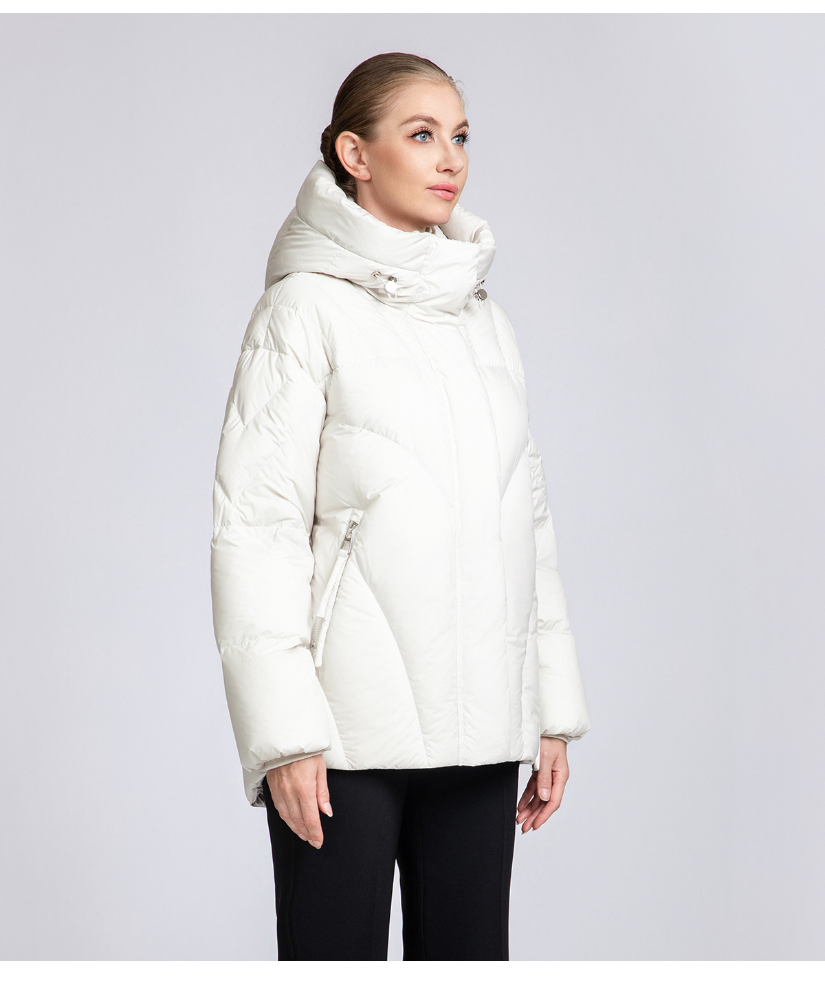 Women's Chevron-Quilted Short Down Puffer Jacket