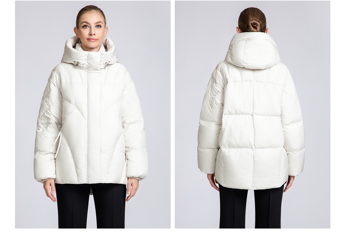 Women's Chevron-Quilted Short Down Puffer Jacket