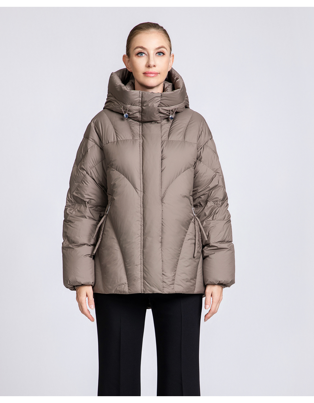 Women's Chevron-Quilted Short Down Puffer Jacket