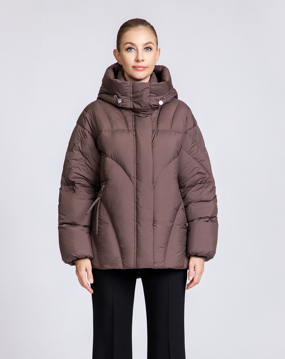 Women's Chevron-Quilted Short Down Puffer Jacket