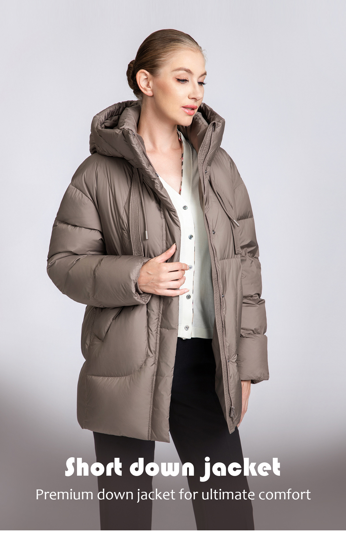 Women's Curved Quilted Hooded Puffer Jacket