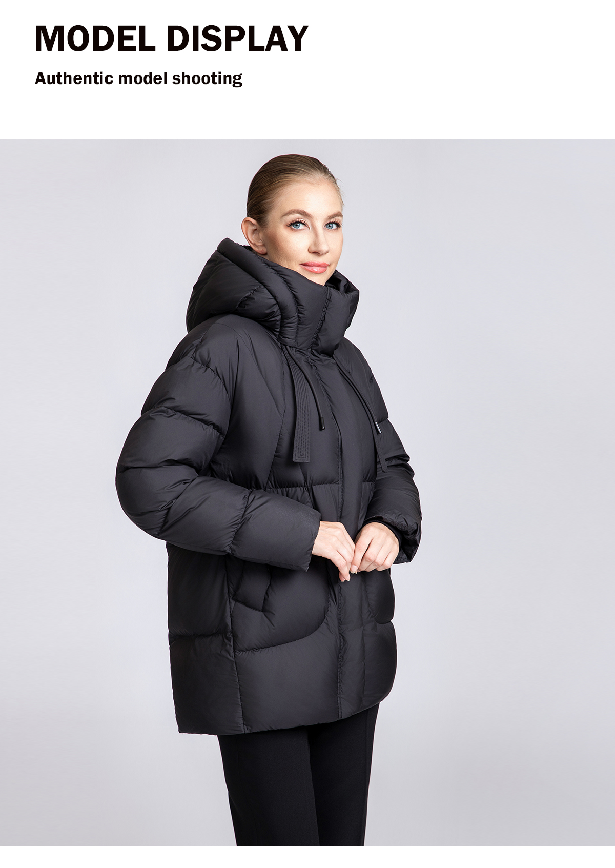 Women's Curved Quilted Hooded Puffer Jacket
