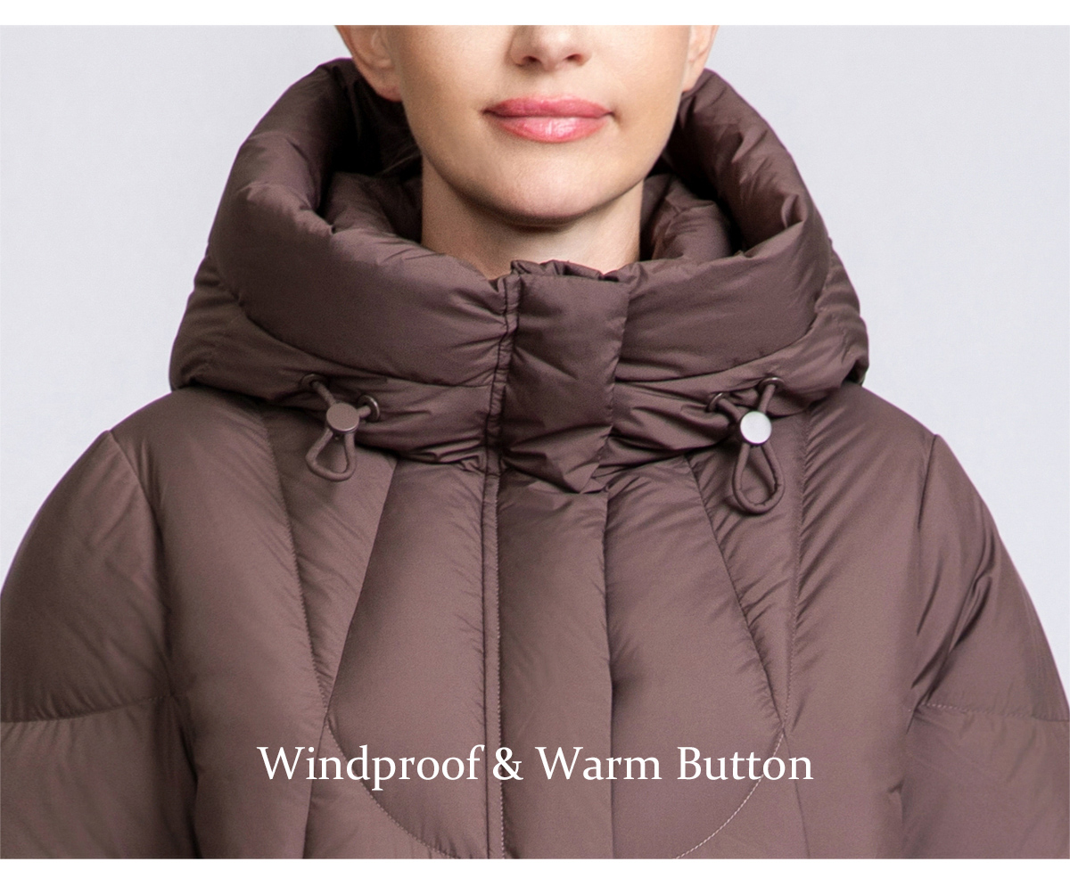 Women's Curved-Quilted Mid-Length Down Hooded Coat