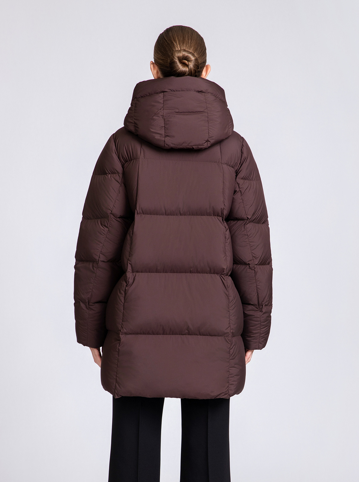 Women's Curved-Quilted Mid-Length Down Hooded Coat