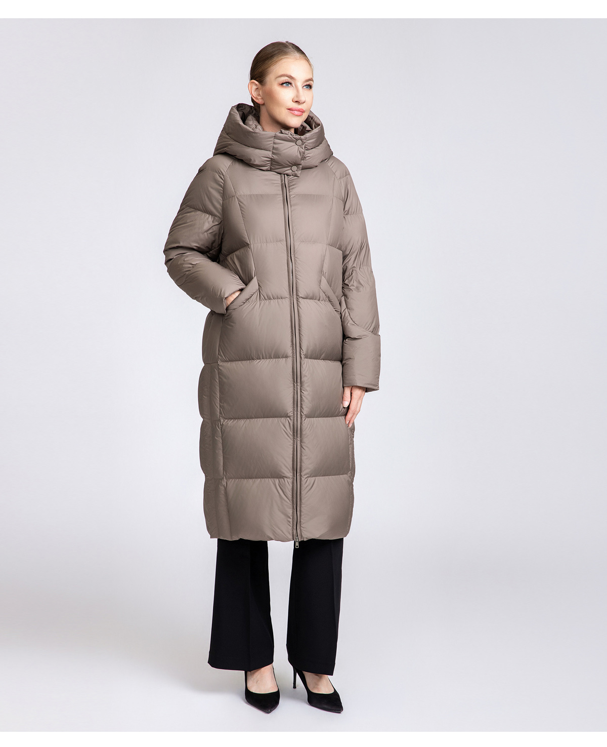 Women's Long Puffer Down Coat with Detachable Hood