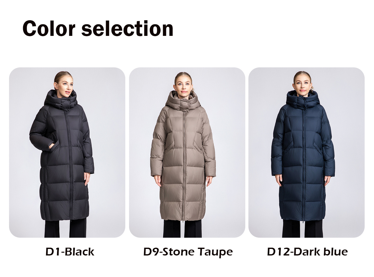 Women's Long Puffer Down Coat with Detachable Hood