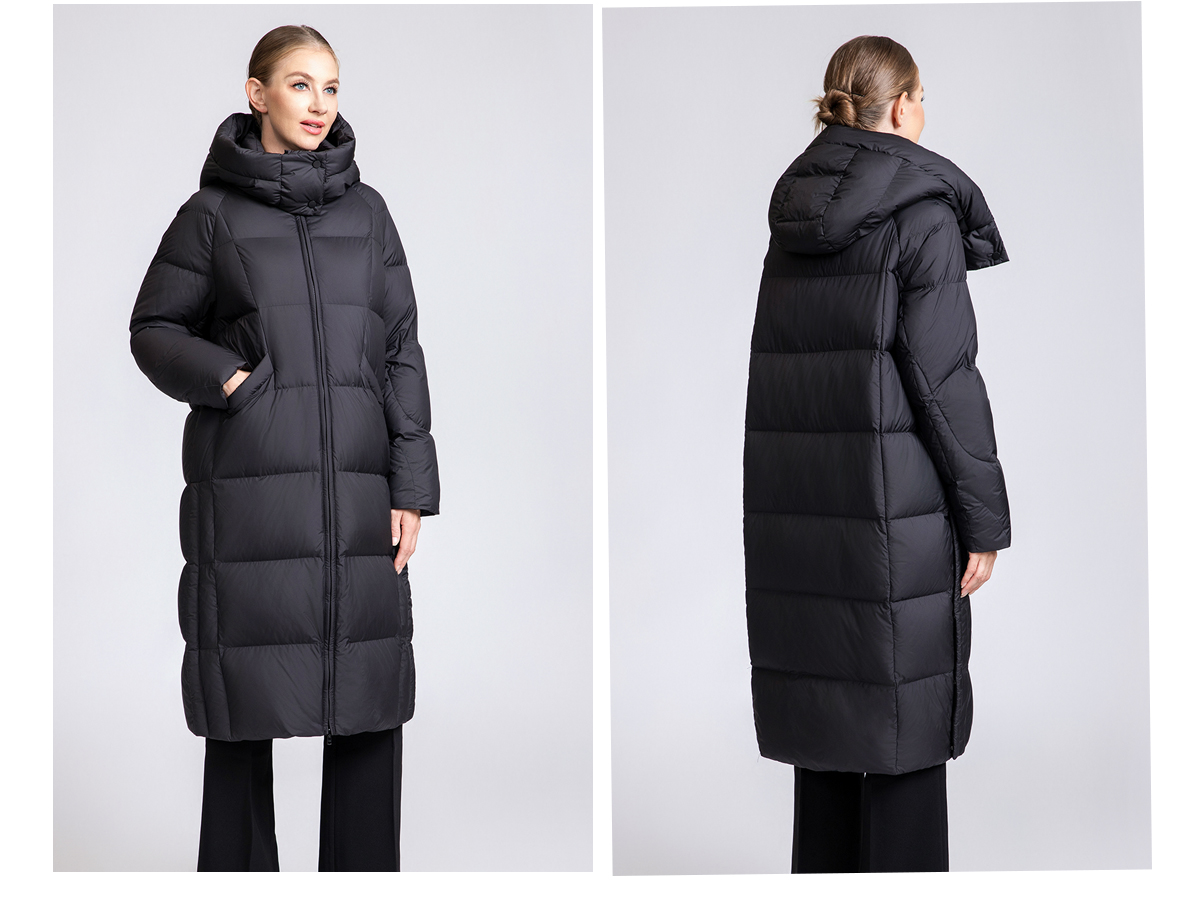 Women's Long Puffer Down Coat with Detachable Hood