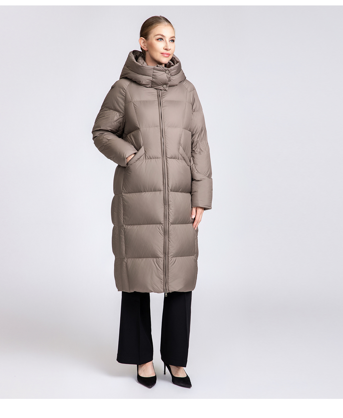 Women's Long Puffer Down Coat with Detachable Hood