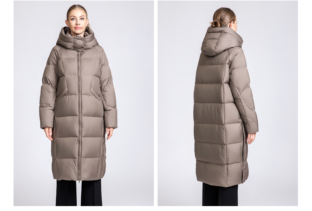 Women's Long Puffer Down Coat with Detachable Hood