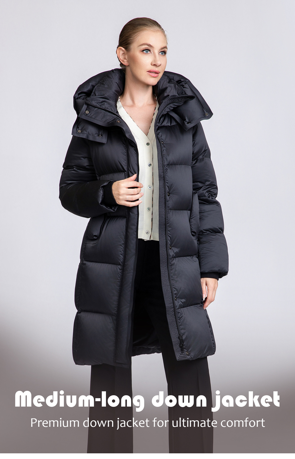 Women's Boxy-Fit Mid-Length Down Coat