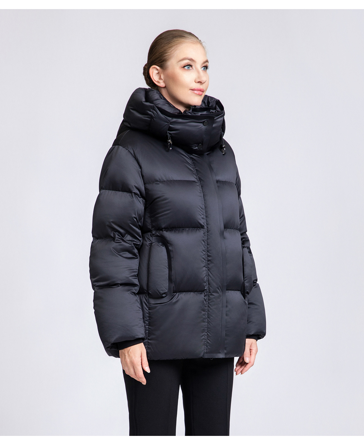 Women's Solid Color Hooded Puffer Jacket