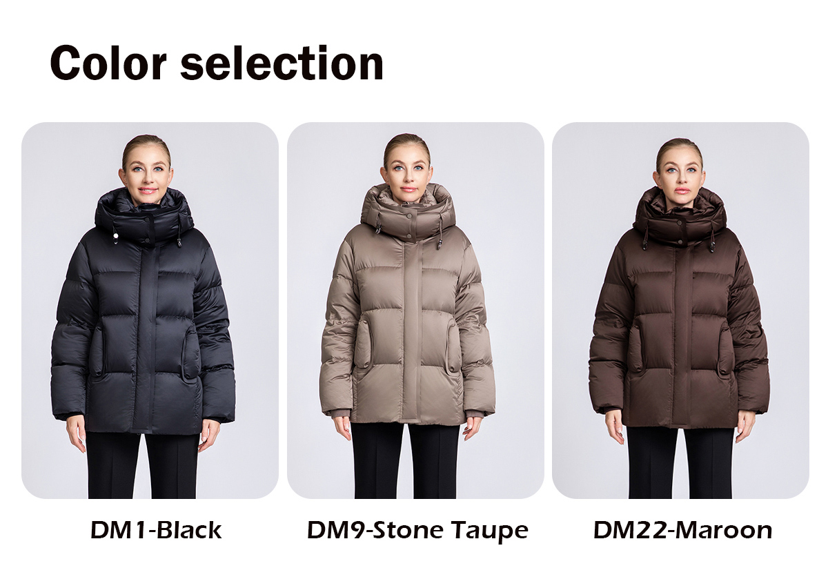 Women's Solid Color Hooded Puffer Jacket