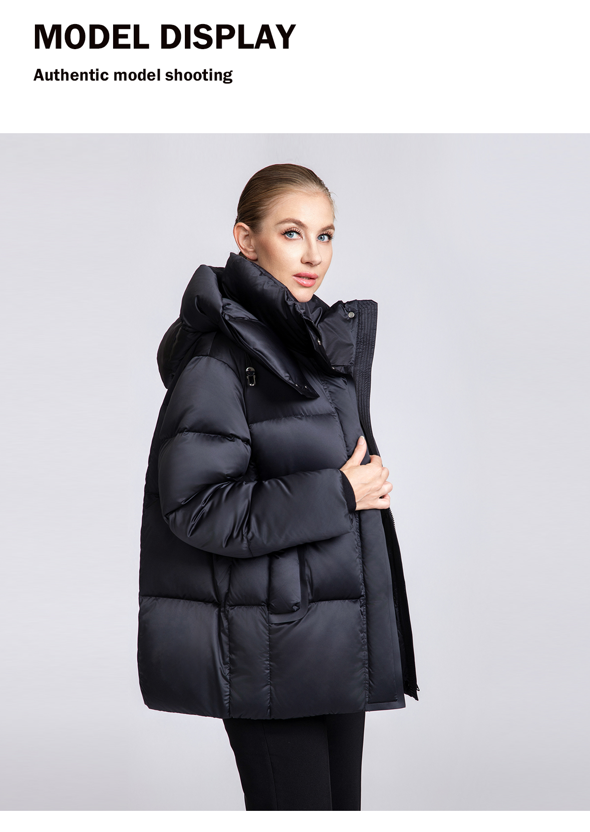 Women's Solid Color Hooded Puffer Jacket