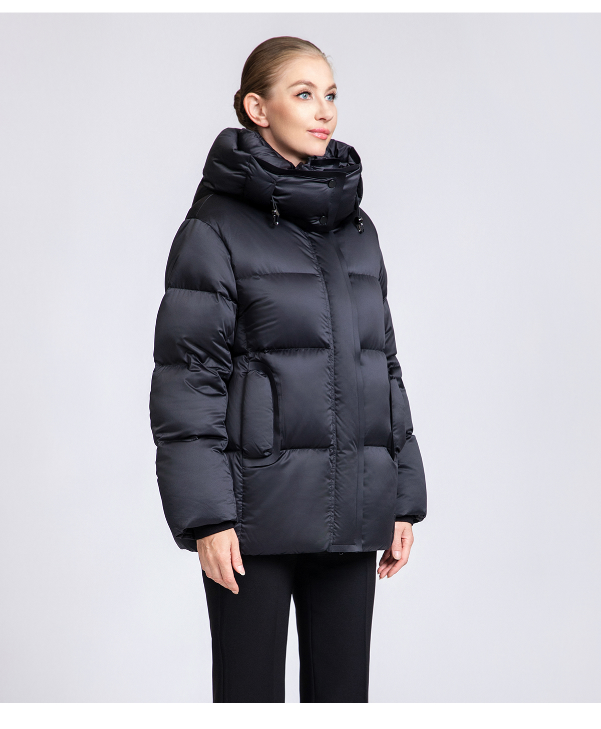 Women's Solid Color Hooded Puffer Jacket