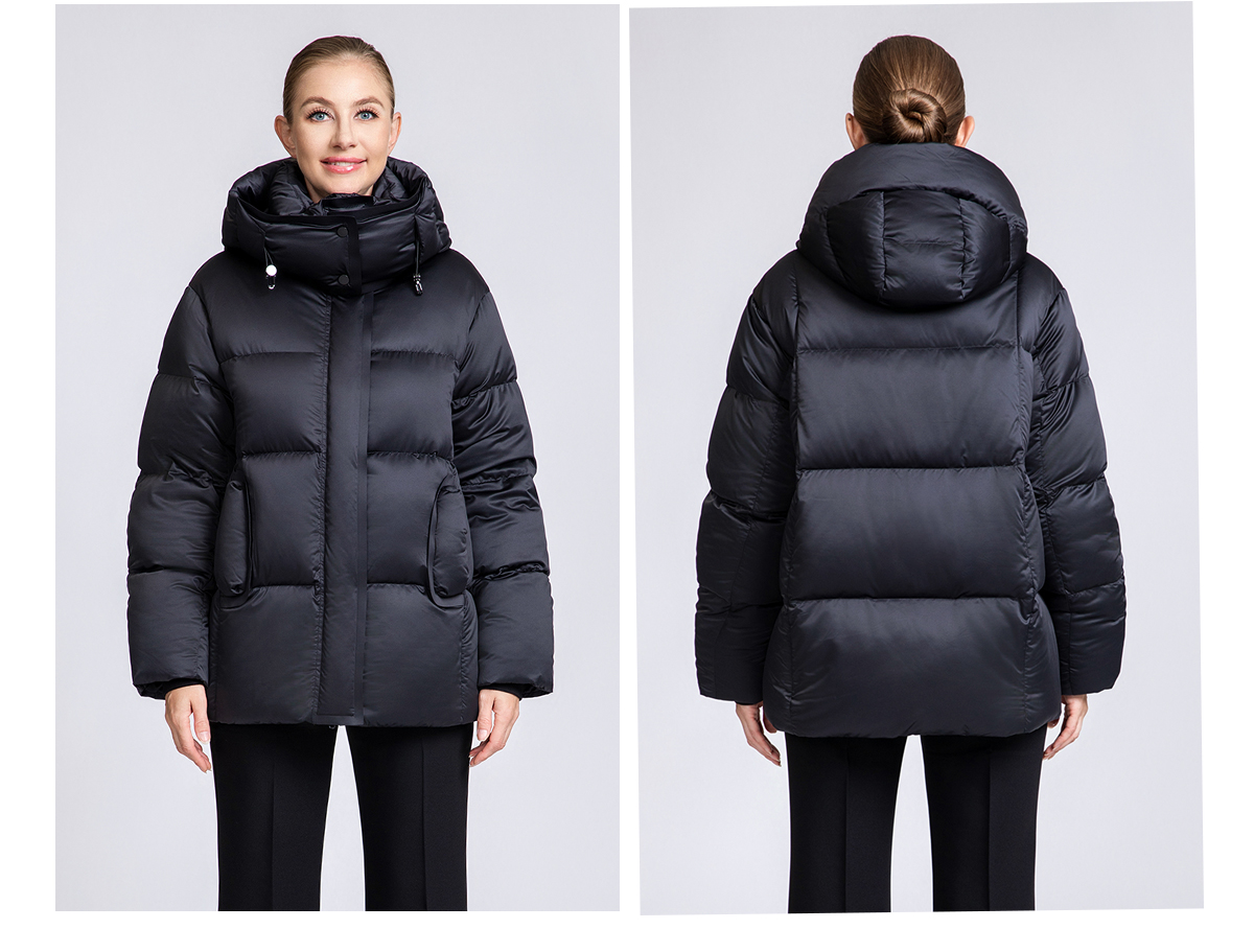 Women's Solid Color Hooded Puffer Jacket