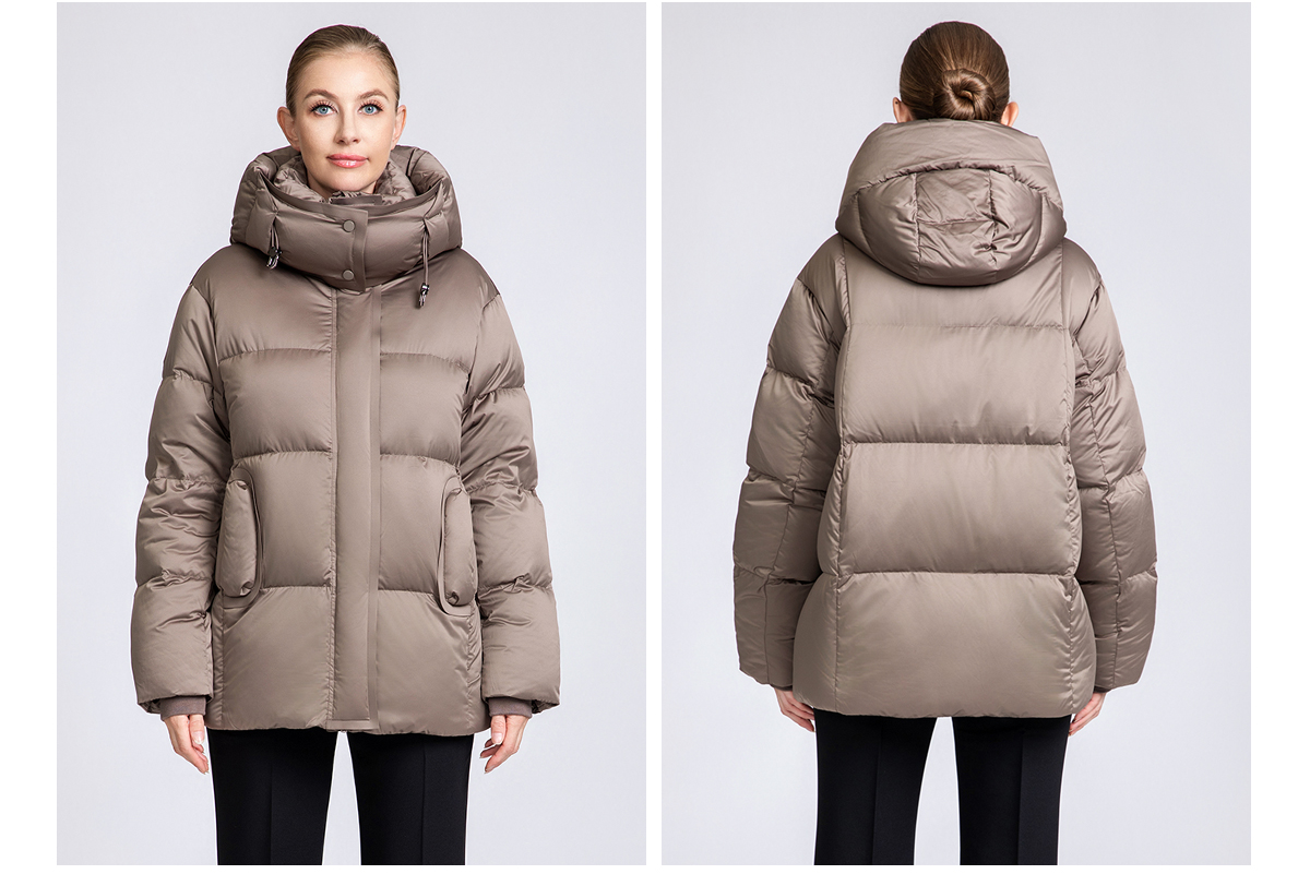 Women's Solid Color Hooded Puffer Jacket